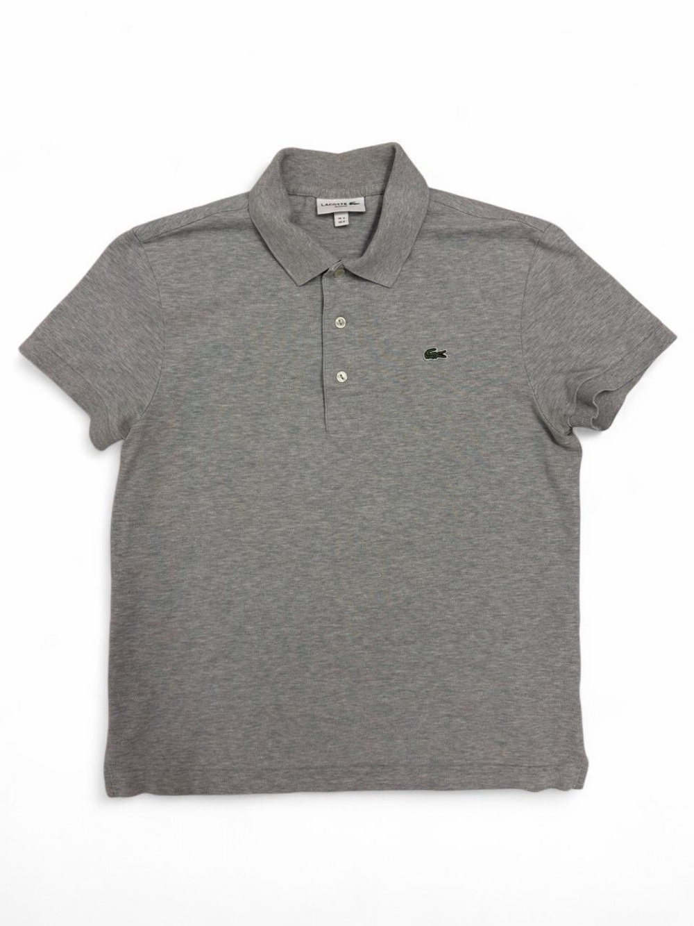 LACOSTE Slim Fit Heather Gray Stretch Cotton Pique Polo Shirt Mens 4 US M 🐊